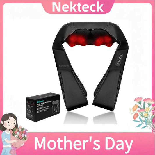 Shiatsu Neck & Back Massager with Heat, 8 Deep-Kneading Massage Nodes