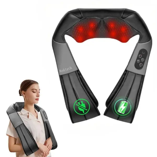 Shiatsu Neck & Back Massager with Heat, 8 Deep-Kneading Massage Nodes