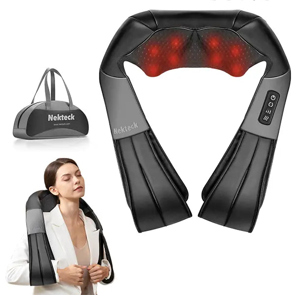 Shiatsu Neck & Back Massager with Heat, 8 Deep-Kneading Massage Nodes