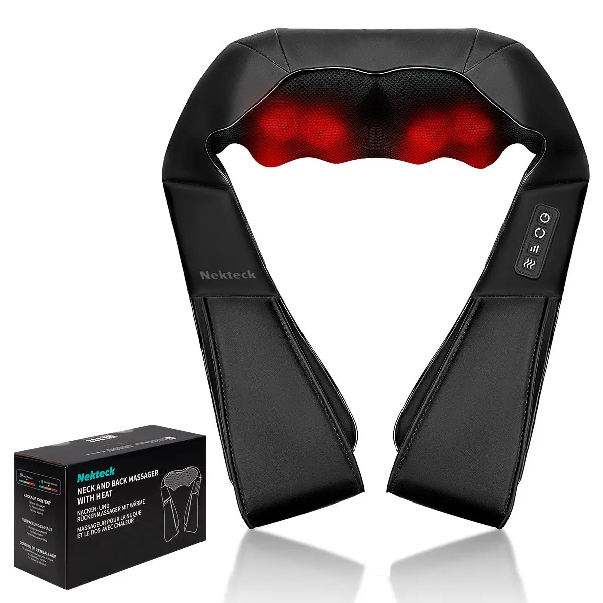 Shiatsu Neck & Back Massager with Heat, 8 Deep-Kneading Massage Nodes