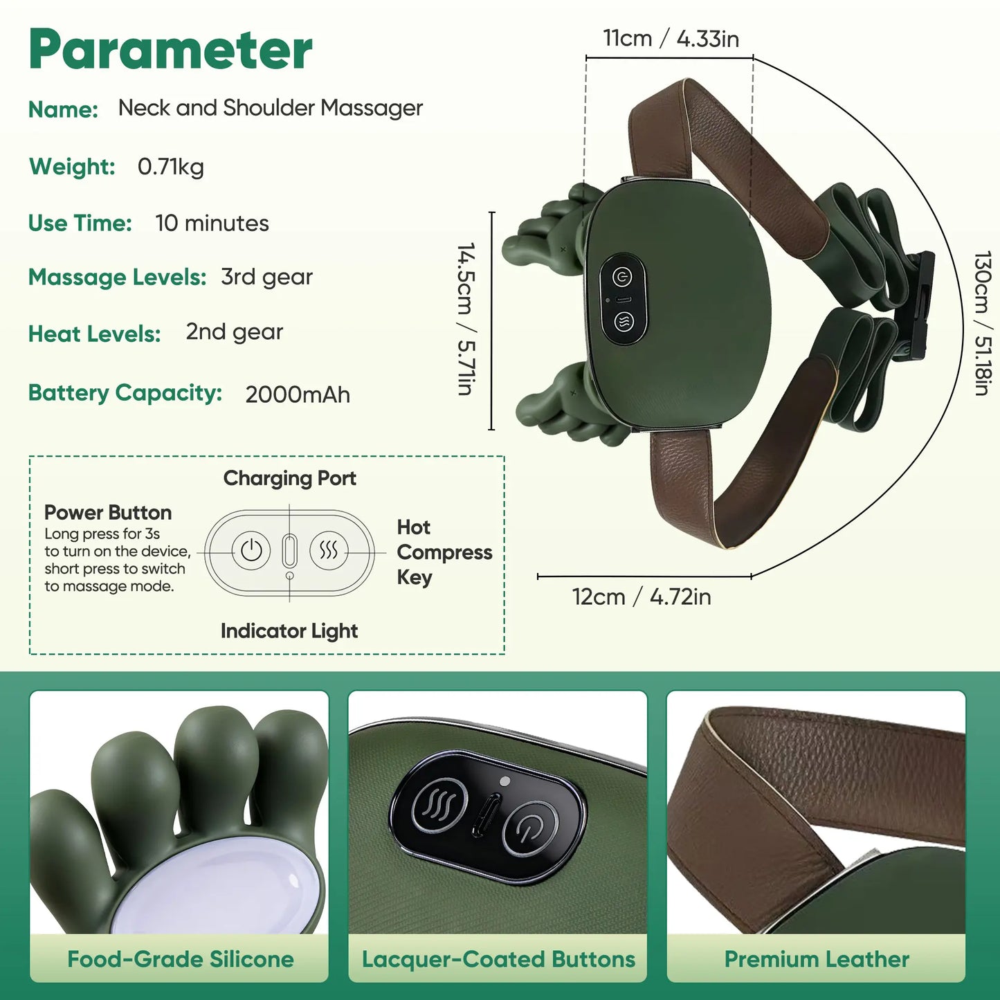 Electric Shoulder & Neck Massager with Heat, Wireless Portable 3D Kneading Deep Tissue Massage