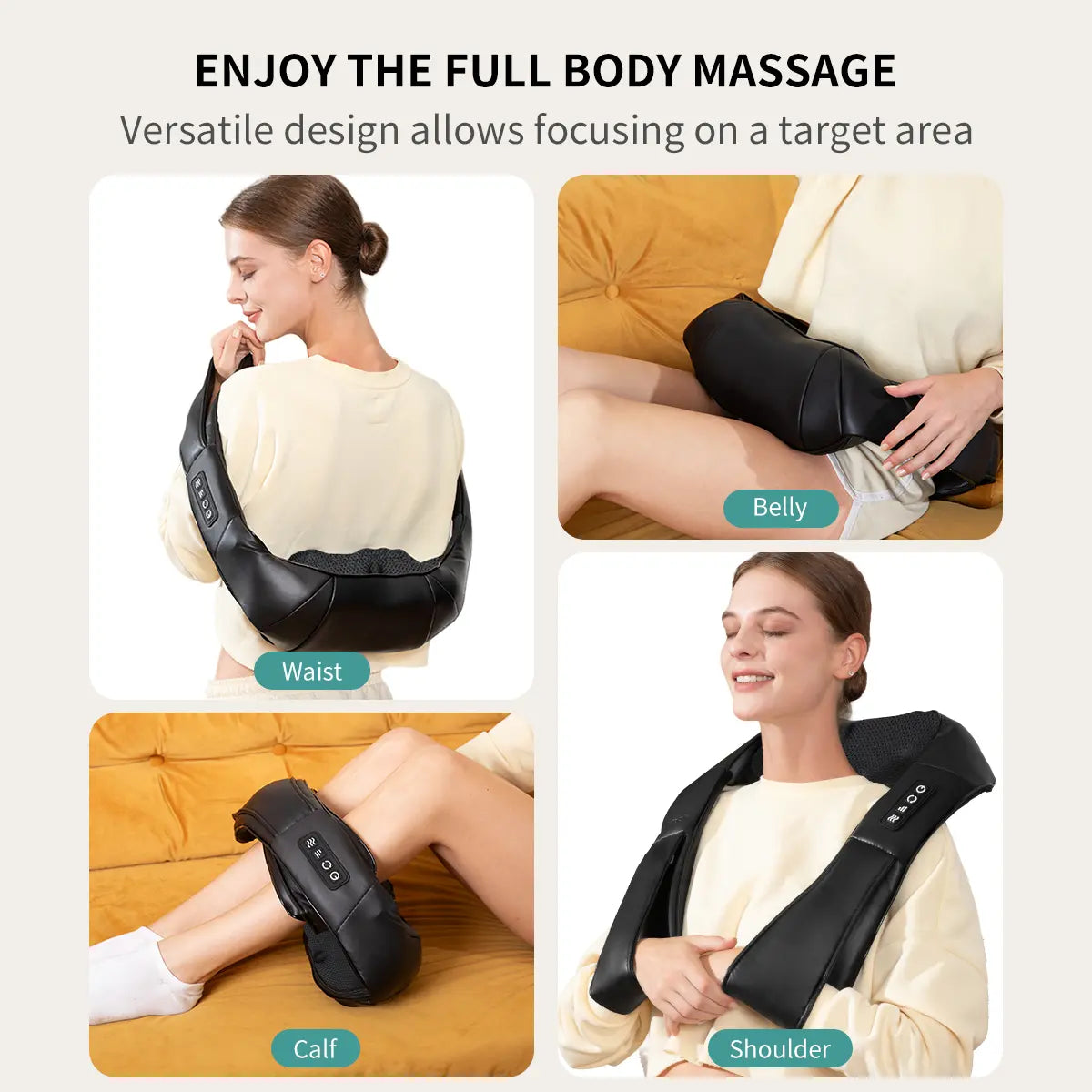 Shiatsu Neck & Back Massager with Heat, 8 Deep-Kneading Massage Nodes